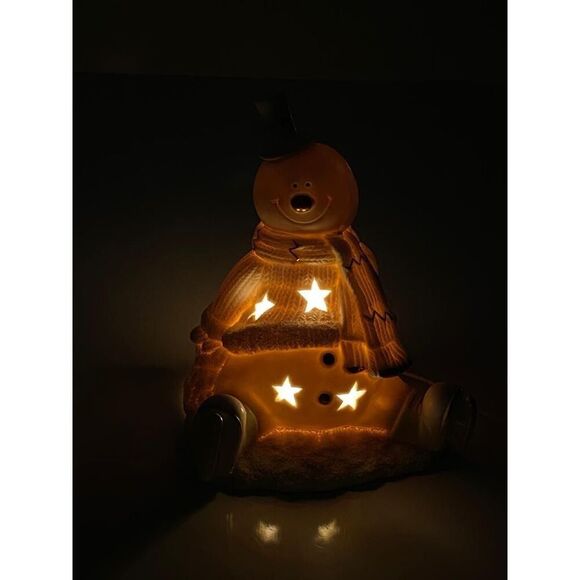 International Bazaar Snowman Night Light Porcelain 9" Tall In Box Winter CO0709 - Picture 4 of 10